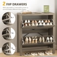 thumbnail image 5 of Shoe Cabinet Storage for Entryway, Fluted Shoe Cabinet with 2 Flip Drawers, Hidden Shoe Rack Tall Freestanding Shoe Organizer with Legs for Hallway, Gray, 5 of 8