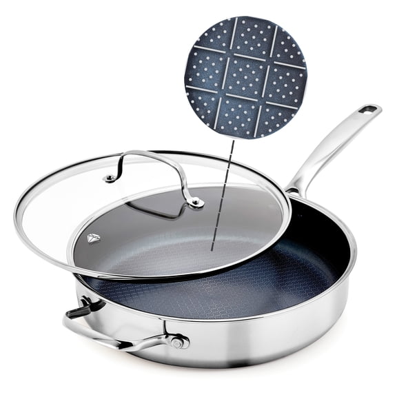 Blue Diamond 4qt Diamond Bond Ceramic Nonstick Hybrid Stainless Steel Saute Pan with Lid, Induction Ready