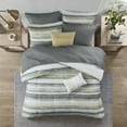 thumbnail image 2 of 8-Piece Seersucker Comforter Set - Yellow & Gray Watercolor Stripe, Full/Queen with Quilt, 2 of 21