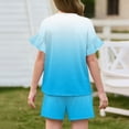 thumbnail image 3 of Grblisyd Girls Summer Outfit Gradient Ruffle Sleeve Top and Drawstring Elastic Waist Shorts Clothing Set Lightweight Casual Two Piece, 3 of 4