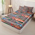 thumbnail image 3 of Manfei Farmhouse Trout Zipper Full Size Comforter Sets with Fitted Sheet and 2 Pillowcases, Stripe Lines Zipper Bedding Set, Black Pink Orange, Black Reversible, 4 Pieces, 3 of 7