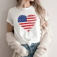 thumbnail image 4 of 4Th of July Patriotic T-Shirt for Womens Round Neck Tee Short Sleeve Tops Flag Printed T Shirts Pullover Sweater Blouses Slim Fitted Tunics Tops USA Flag Star Independence Day Blouses, 4 of 5