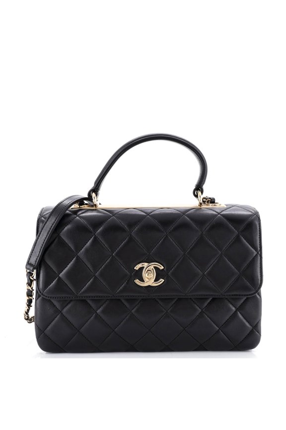 Pre-Owned Trendy CC Top Handle Bag Quilted Lambskin Medium By Rebag