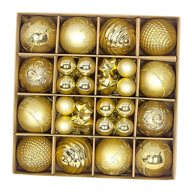 Juego de 44 Piezas de Adornos de Bolas de Navidad, Gotas Colgantes, Adornos Colgantes Livianos para de Navidad para Halloween, Cafés Y Vacacione Oro