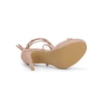 thumbnail image 3 of BLISSFUL STEP Women's Sandals Stiletto Heels Platform Heels Lace up Sandals Nude 6, 3 of 8