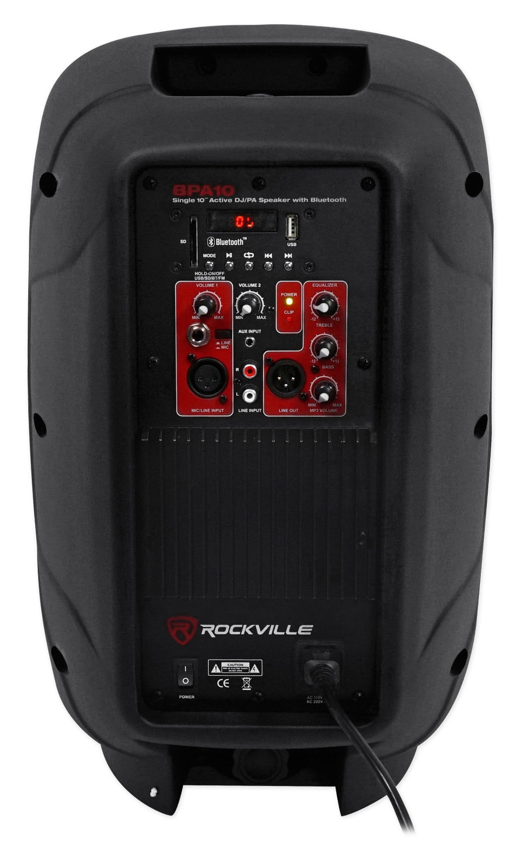 Rockville BPA10 10" Professional Powered Active 400w DJ PA Speaker w Bluetooth