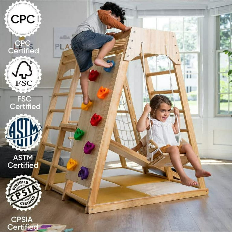 MAMOI Climbing frame natural wood swing, Indoor climbing frame for  toddlers, Toddler climbing frame, Children climbing indoor, 100% ECO