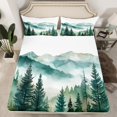 thumbnail image 2 of Manfei Green Wild Pine Bed Sheets,Natural Theme King Sheets,Tropical Botanical Sheet Set For Men Women,Microfiber Bedroom Decor,4 Pieces, 2 of 7