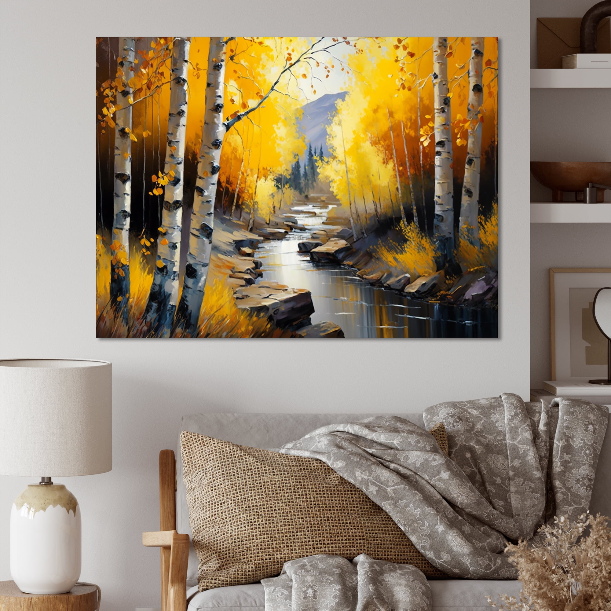 Designart Path Into The Yellow Forest IV Canvas Wall Art
