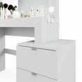 thumbnail image 3 of Boahaus Aurora Modern Vanity Table, White Finish, Light Bulbs, for Bedroom, 3 of 11