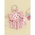 thumbnail image 3 of Bslissey Valentines Day Baby Girls Romper Dress Heart Print Ruffle Long Sleeve Corduroy Skirt Hem Bodysuit with Headband 3M 6M 12M 18M Newborn Infant Sweet Clothes, 3 of 9
