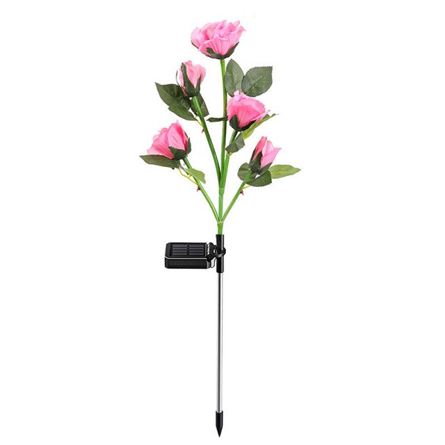 ¡Campaña con descuento!2 piezas 5 Luces solares LED luces rosas luces de jardín impermeables al aire libre atmósfera festiva luces decorativas luces insertadas