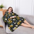thumbnail image 5 of Oversized Wearable Blanket Hoodie,Black Multicolor Flower Sunflower Pattern Sherpa Blanket Hoodie with Super Pockets,Super Warm Fuzzy Pullover for Women & Men, 5 of 6