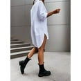 thumbnail image 3 of Women's Solid Color Button Front Shirt Dress - Casual Long Sleeve Lapel Dress for Spring & Fall, 3 of 6