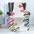 thumbnail image 4 of Love Soft Flannel Fleece Blanket, People Support Hand Heart United Illustration Charity Encouragement Winning Team Print, Cozy Plush for Indoor and Outdoor Use, 50" x 60", Multicolor, by Ambesonne, 4 of 5