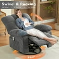 thumbnail image 3 of Sesslife Swivel Rocker Recliner with Massage and Heat for Adults, Manual Rocking Recliner Chair with Side Pockets and USB Port, Single Fabric Ergonomic Lounge Chair for Living Room Bedroom, Gray, 3 of 11