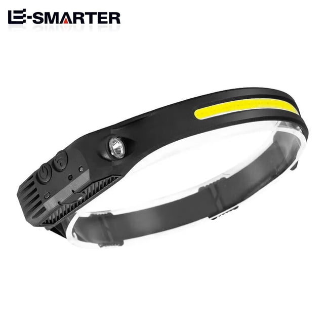 Linterna frontal de inducción, lámpara LED COB con Sensor, batería integrada, linterna frontal recargable por USB, 5 modos de iluminación