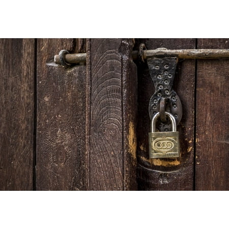 Canvas Print Bar Texture Lock Door Wood Padlock Wall Paint Stretched Canvas 10 x (Best Wood For Painted Exterior Door)