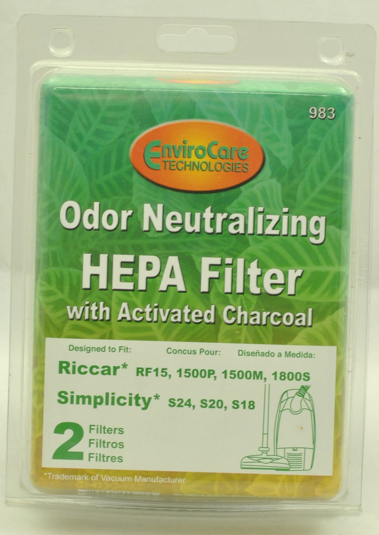 EnviroCare HEPA Vacuum Filters - 2-Pack For Riccar & Simplicity Vacuums