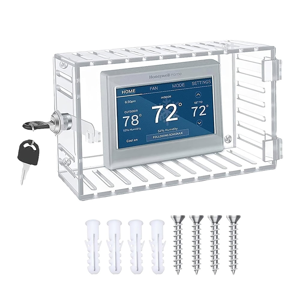 Clear Large Thermostat Cover, Universal Thermostat Lock Box with Key