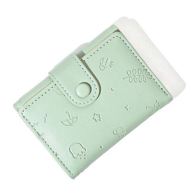 Cartera de piel sintética de estilo corto con diseño de dibujos animados, cartera multifuncional de tres pliegues para mujer