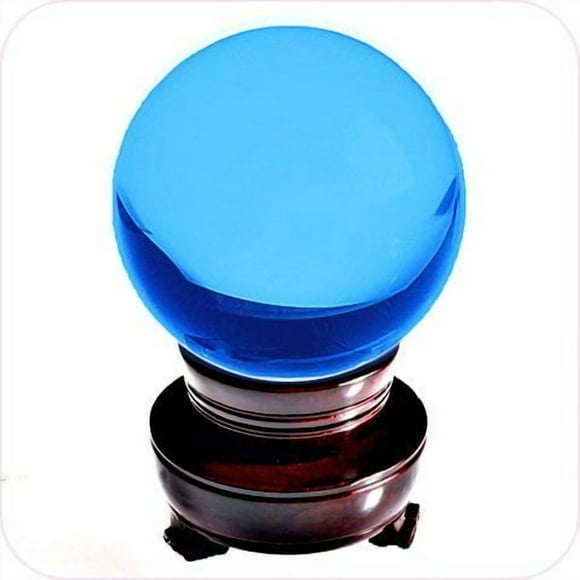 Amlong Crystal Boule de Cristal Feng Shui, Boule de Lentille, Boule Décorative avec Support en Bois et Boîte Cadeau, Aqua, 2 Pouces (50mm) Diamètre
