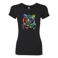 thumbnail image 2 of Cool Rainbow Neon Trippy Jungle Tiger Eyes Animal Lover Womens Slim Fit Junior Tee, Black, Small, 2 of 3