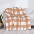 thumbnail image 6 of YFYANG Lightweight Warm Flannel Blanket, Brown Plaid Print Throw Blanket for Bed, Sofa, Travel, Camping, 50"x40", 6 of 7