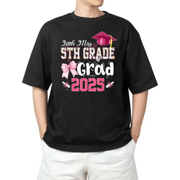 Little Miss 5th Grade Graduation Graduate Coquette Bow T-Shirt Adults S-4XL
