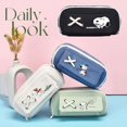 thumbnail image 2 of Estuche de lona de 3 capas de gran capacidad con diseño de Snoopy, Charlie Brown y Woodstock, de Kawaii, para niñas, 2 of 5