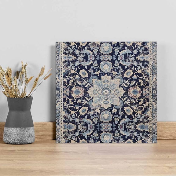 Blue Boho Wall Art Painting on Canvas, Modern Geometric Abstract Art Vintage Canvas Art Home Prints Wall Art Framed Modern Artwork for Living Room Bedroom Wall Decor 8x8in