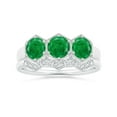 thumbnail image 4 of ANGARA Natural Aeon Art Deco Three Stone 1.35 ct Emerald Hexagonal Engagement Ring in 14K White Gold for Women (Size-5mm) | May Birthstone, Anniversary, Jewelry Gift for Women | Natural Emerald Ring, 4 of 10