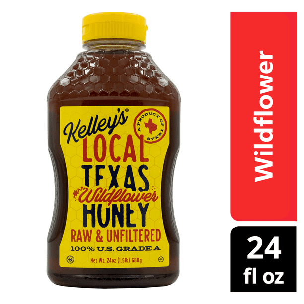 Kelley's Local Texas Wildflower Honey 100 Pure Grade A, Raw and