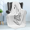 thumbnail image 4 of Zodiac Capricorn Soft Flannel Fleece Blanket, Monochrome Sketch Style Capricorn Line Art Design with Star Pattern, Cozy Plush for Indoor and Outdoor Use, 50" x 60", Black and White, by Ambesonne, 4 of 5
