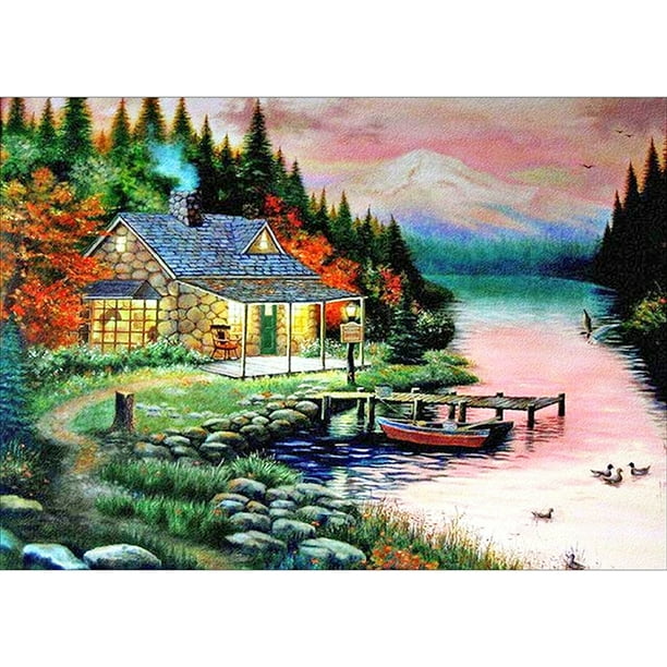 Kit de bordado de punto de cruz de paisaje de 36x46cm DIY 11CT trabajo hecho a mano estampado Hugtrwg Para estrenar