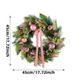 thumbnail image 3 of Artificial Christmas Wreath 17.72 Inch, Front Door Wreath With Pink Bows & Ball Ornaments, Weather‑Resistant Artificial Greenery Wreath For Indoor Outdoor Xmas Holiday Hanging Decor, 3 of 8