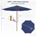 thumbnail image 3 of Gymax 10FT Wooden Market Table Umbrella Pulley Sunshade Canopy w/8 Bamboo Ribs Navy, 3 of 9