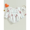 thumbnail image 2 of Bagilaanoe Newborn Baby Girl Rompers  Heart/Floral Print Long Sleeve Bodysuit + Headband 3M 6M 12M 18M Infant Fall One Piece Jumpsuit, 2 of 8