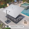 thumbnail image 4 of PURPLE LEAF 9' X 11.5' Rectangle Cantilever Umbrella with Base Outdoor Large Aluminum Patio Umbrella with 3-Year Fade Resistance Recycled Fabric and 360-degree Rotation for Deck Garden, Pebble Grey, 4 of 14