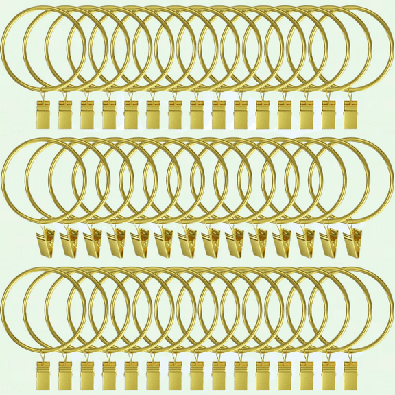 2 Inch Gold Curtain Rings, Set of 44, Stainless Steel Clips for Dressing Drapes, Shower Rod Rings, Gold