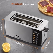 LINKChef Touch Screen 4-Slice Toaster, Stainless Steel, 6 Bread Types & 6 Shade Settings, Timer Countdown
