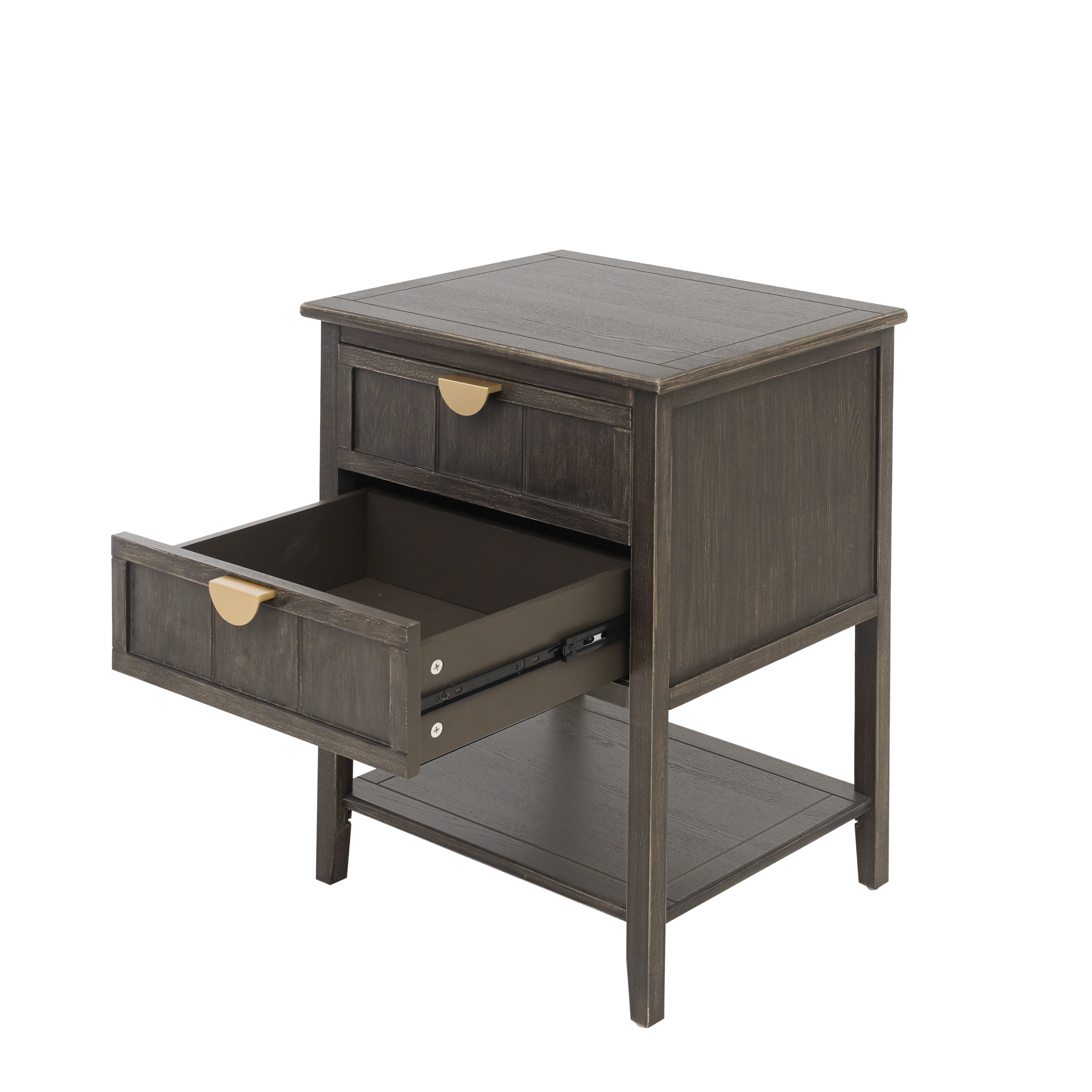 Resenkos Farmhouse Nightstand for Bedroom with 2 Drawers, Metal Handle Storage Bedside End Table, Olive Green Finish