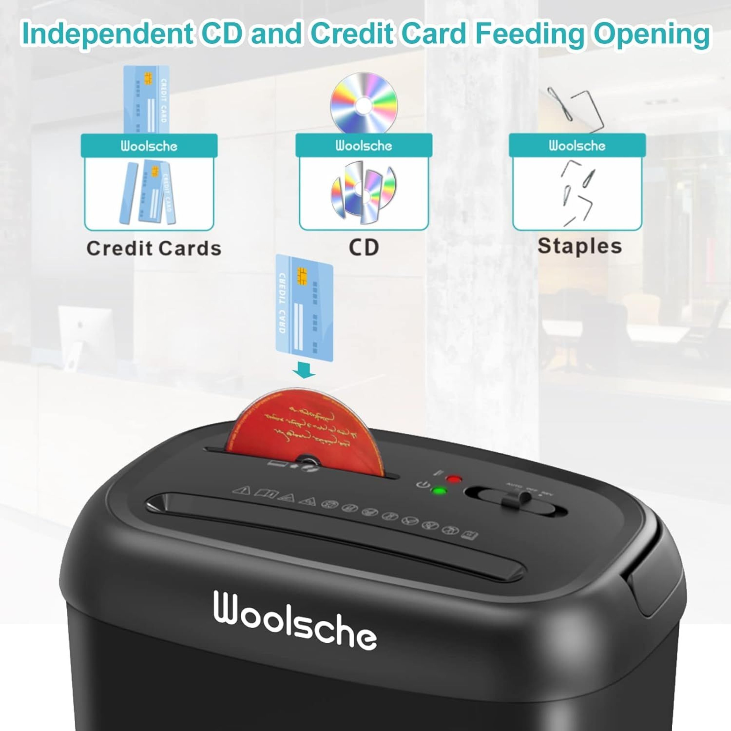 6.6 Gallon Shredded Paper Barrel, Cross-shaped Shredder, with Safety Anti-paper Jam Feature, Equipped with Three-mode Control Switch, Suitable for Both Home and Office Use