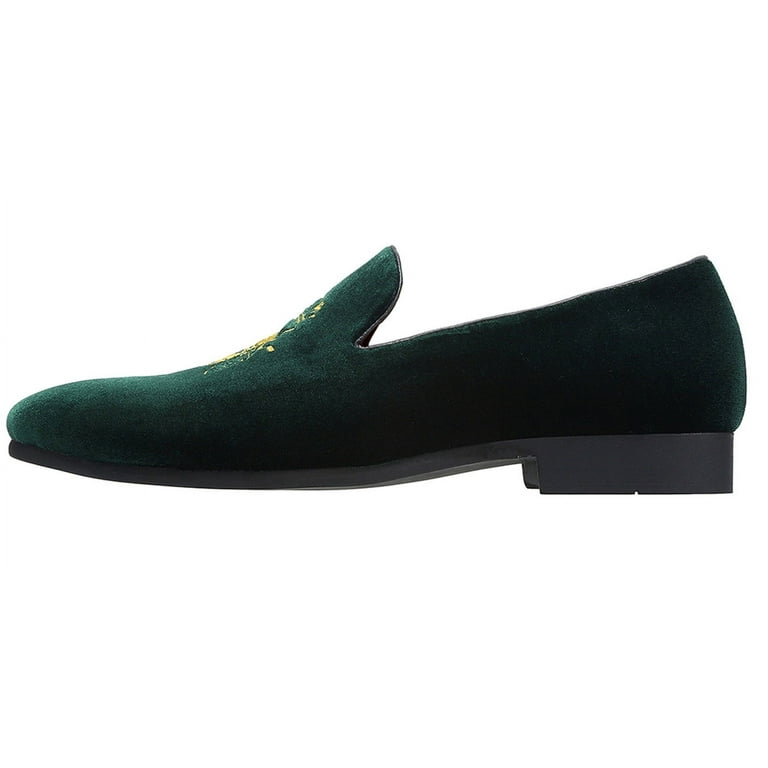 mens green velvet dress shoes TERRONI: Velvet Loafer S60 Black / 8 main image 1