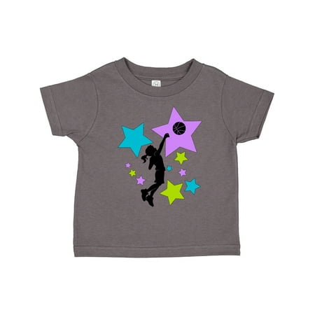 

Inktastic Girl Playing Basketball Purple Blue Green Stars Gift Toddler Boy or Toddler Girl T-Shirt