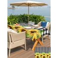 thumbnail image 5 of Outdoor Tablecloth with Umbrella Hole for Patio/Picnic/Party/Camping, Summer Sunflowers Waterproof Table Cloth Rectangle Table Cover Washable, Rustic Botanical Flowers Black Plaid (52"x 70"), 5 of 8