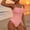 Pink, variant on UTSJKR Women's Twist-Front V-Neck One-Piece Swimsuit, Ruched Tummy Control Bathing Suit with Center Keyhole Cutout Red XL