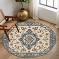 thumbnail image 2 of Round Rugs 5Ft, Southwestern Boho Blue Round Area Rug Washable Indoor Throw Carpet, Ethnic Geometric Rustic Soft Non Slip Circle Rug for Cabinet Bathroom Home Decor Aesthetic, 2 of 8