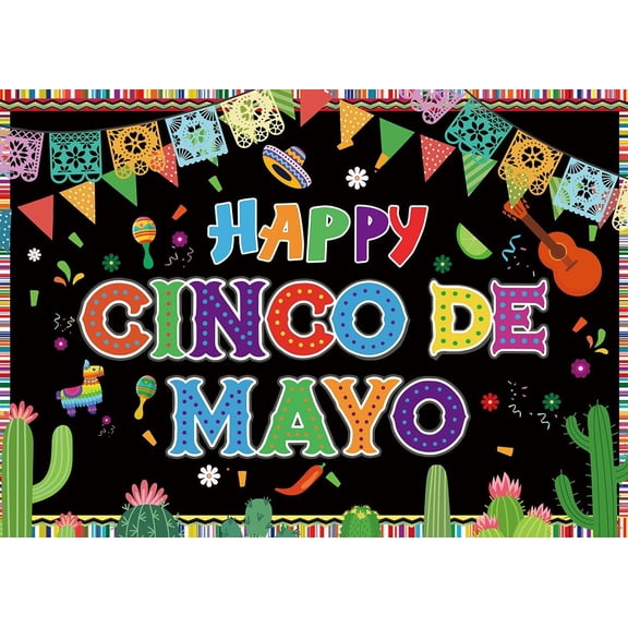 SJOLOON 6x4FT Cinco De Mayo Backdrop Mexican Photo Background for Theme Party Decoration Banner 12724