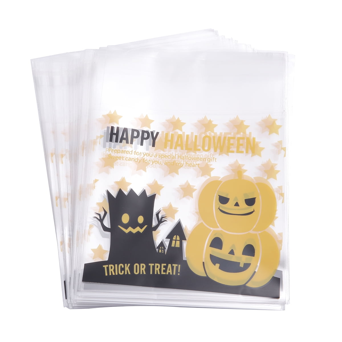 100Pcs Halloween Cookie Candy Bread Self Adhesive Plastic Bag Packaging Bags 